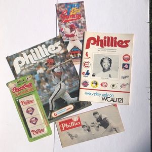 Vintage 60s Phillies Baseball Memorabilia Bundle Program Book Souvenir